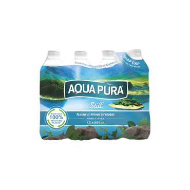 Aqua Pura Still Natural Mineral Water 12 x 500ml – Pure Water for Hydration